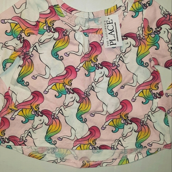 NWT The Children's Place infant Girls Rainbow Pink Unicorn Long Sleeve Top☆6-9mo - Picture 7 of 8